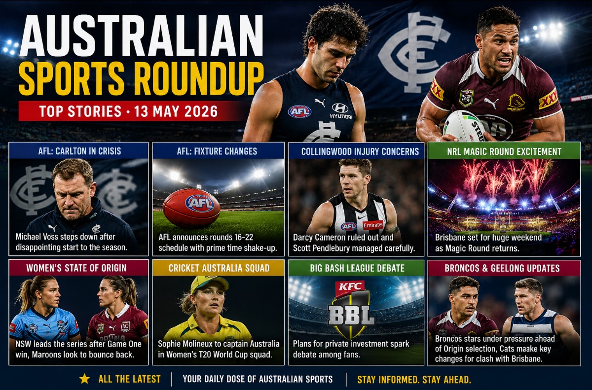 Australian Sports Roundup: AFL Drama, NRL Excitement and Cricket Headlines Dominate May 13